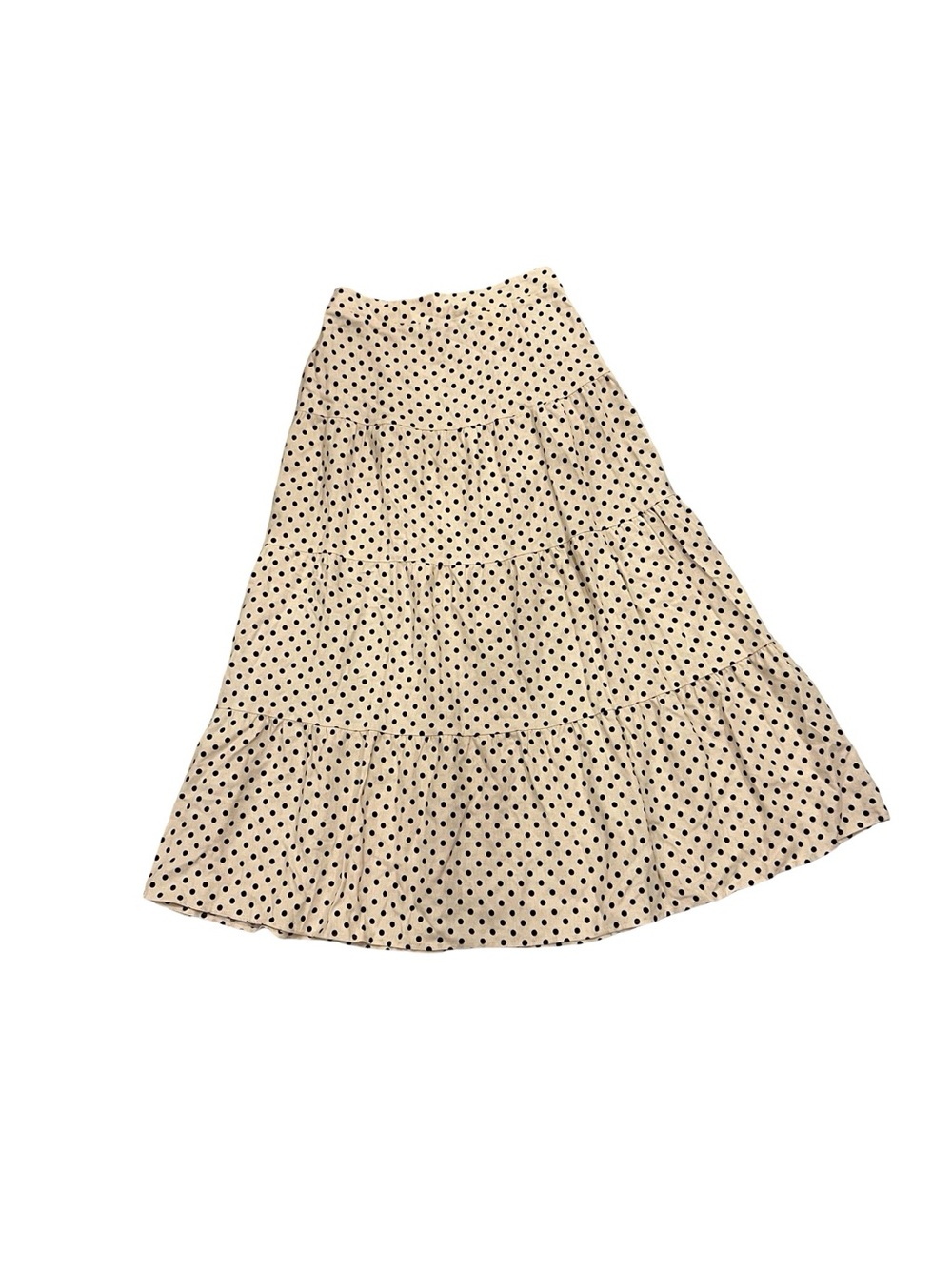 Statement Size Small Cream Black Polka Dot Tiered Maxi Skirt Boho - Picture 2 of 3